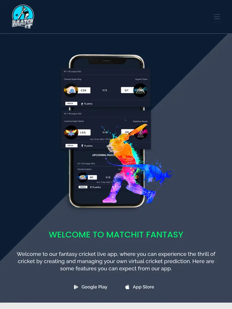 Match It Sports - homepage (tablet)