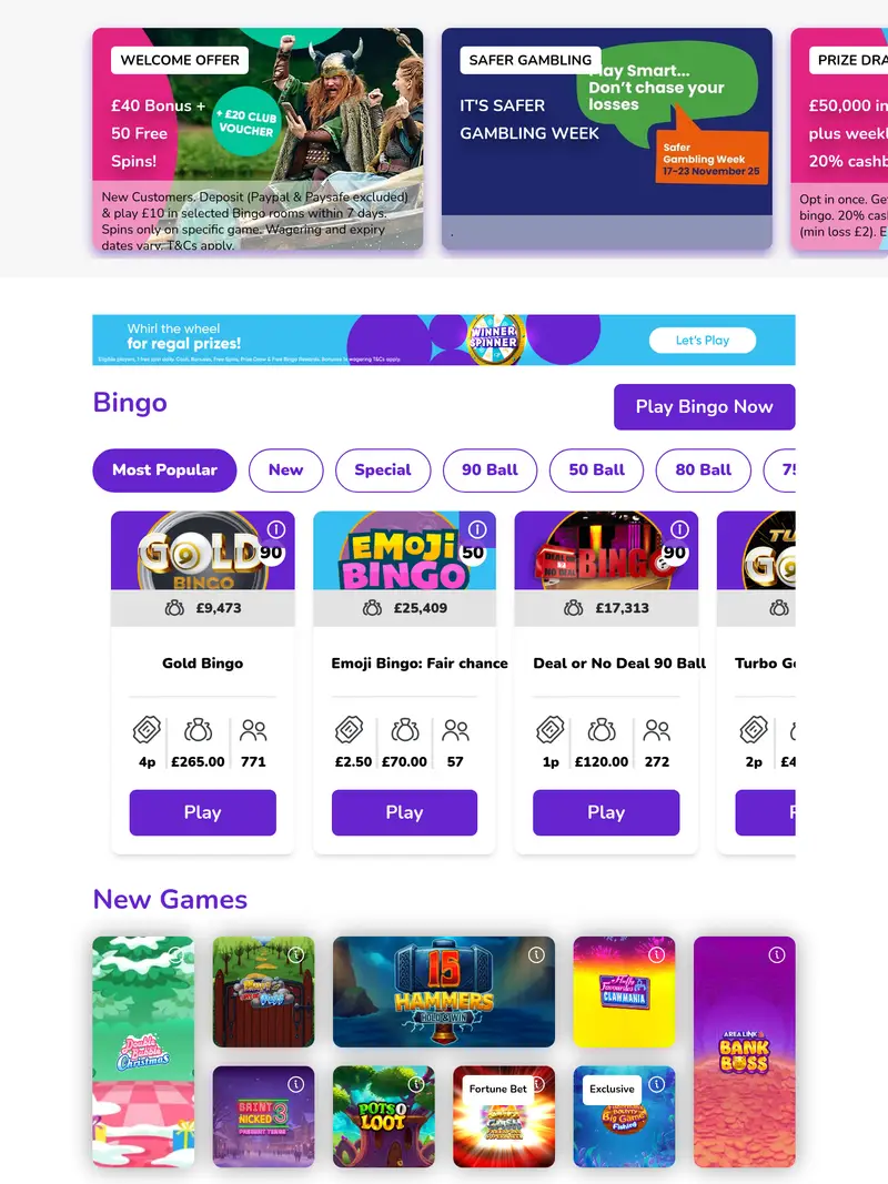 Mecca Bingo - homepage (tablet)
