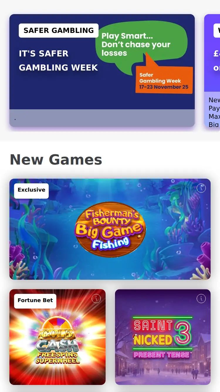 Mecca Games - homepage (mobile)