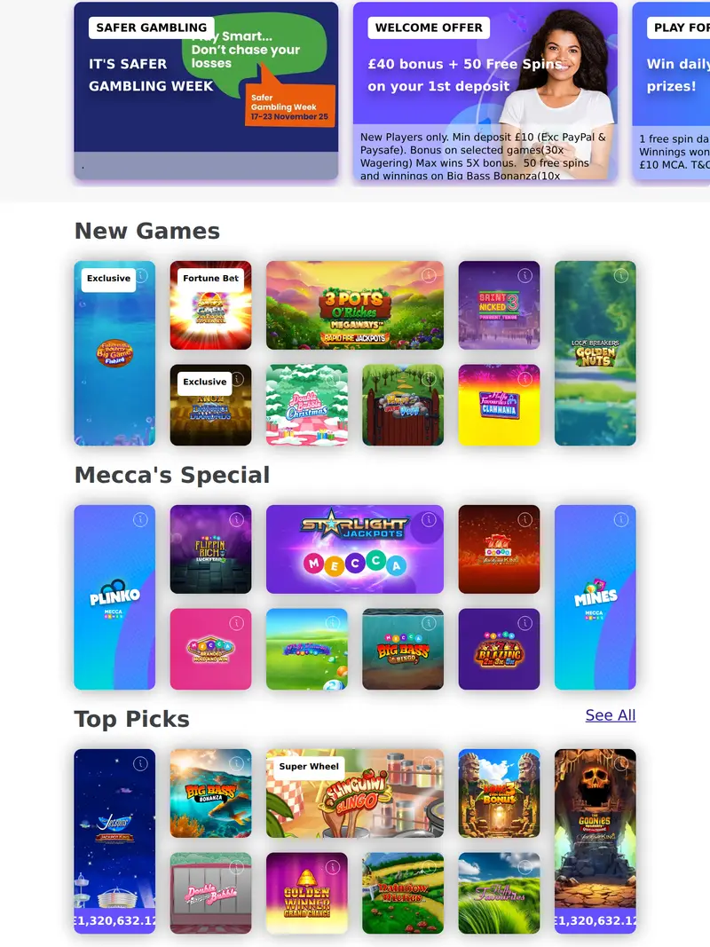 Mecca Games - homepage (tablet)
