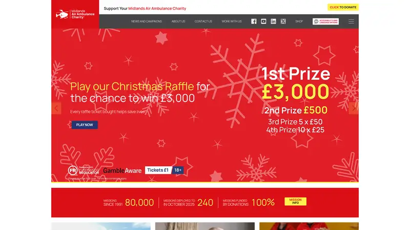 Midlands Air Ambulance - homepage (desktop)