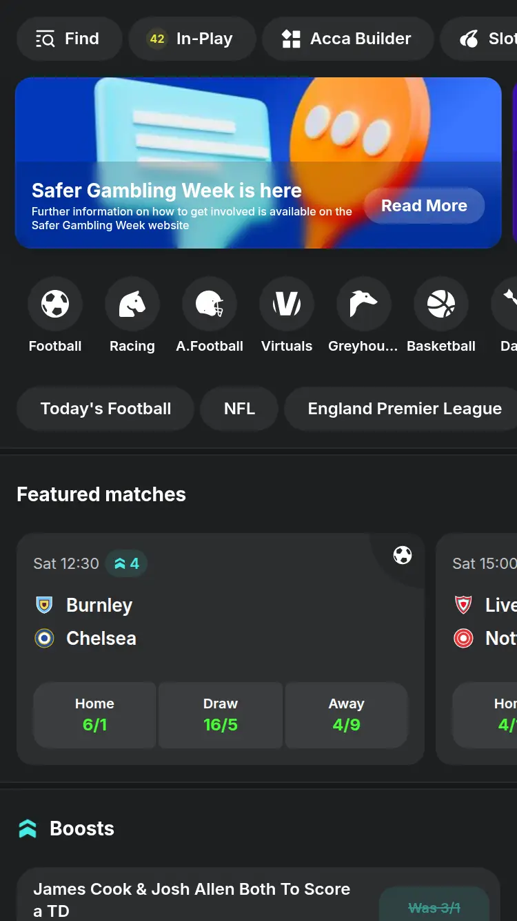 Midnite - homepage (mobile)