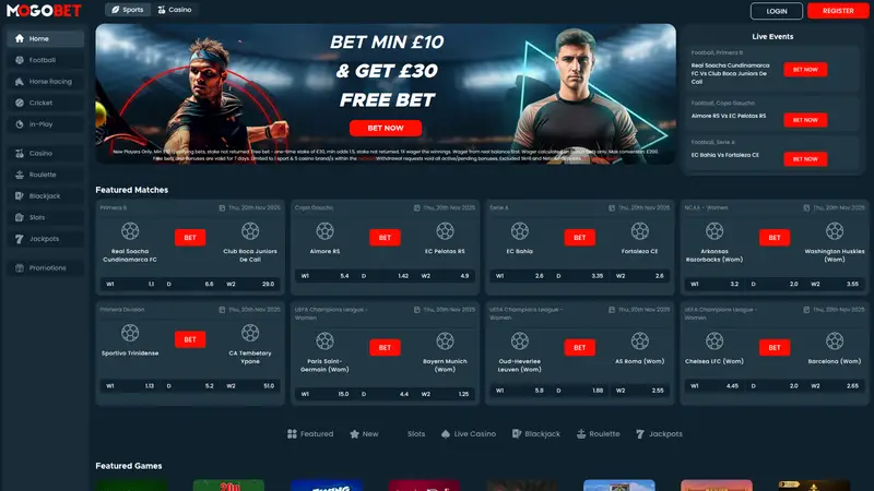 Mogo Bet - homepage (desktop)
