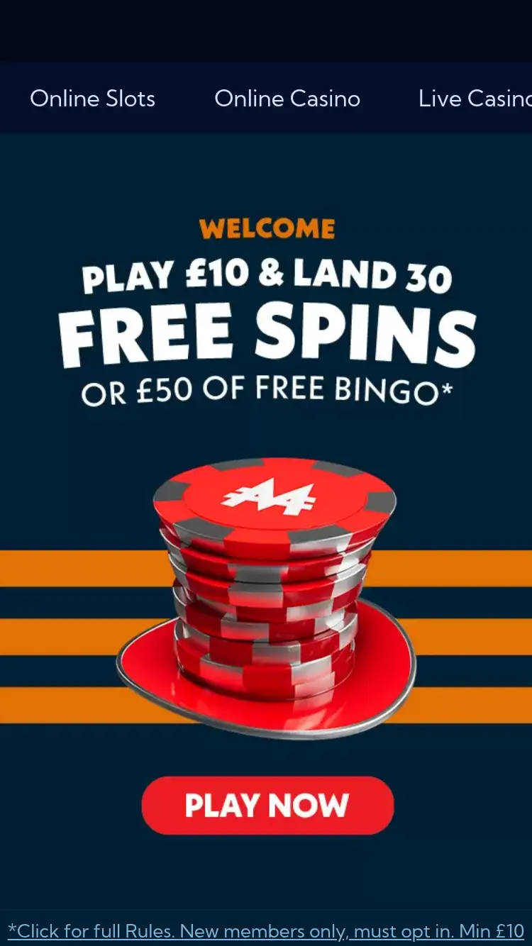 Monopoly Casino - homepage (mobile)