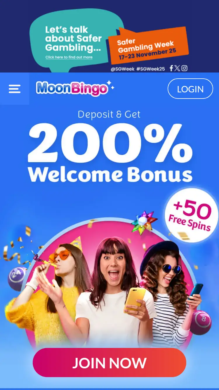 Moon Bingo - homepage (mobile)