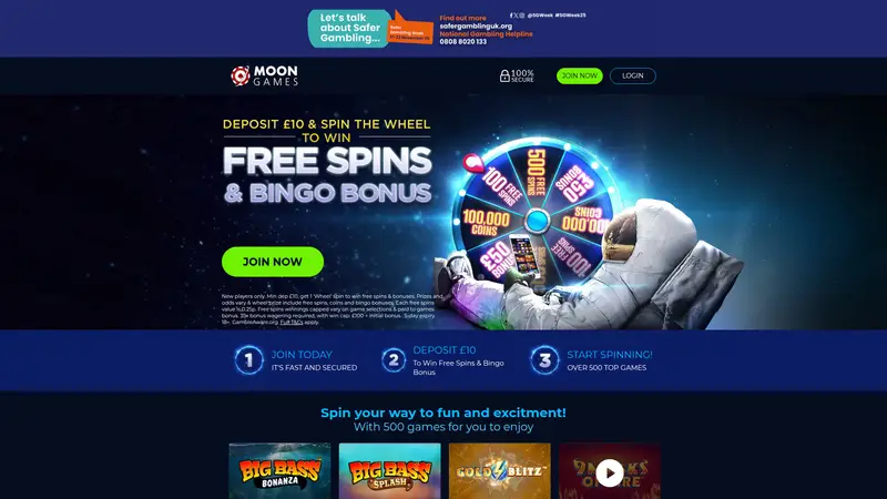 Moon Games - homepage (desktop)