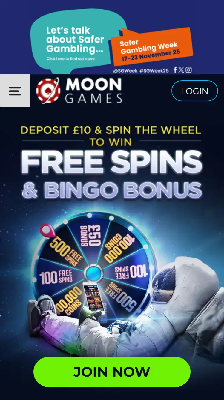 Moon Games - homepage (mobile)