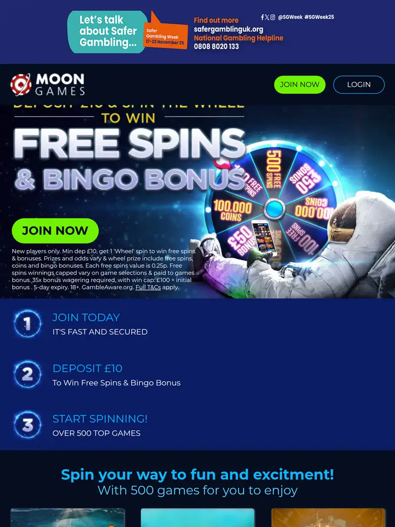 Moon Games - homepage (tablet)