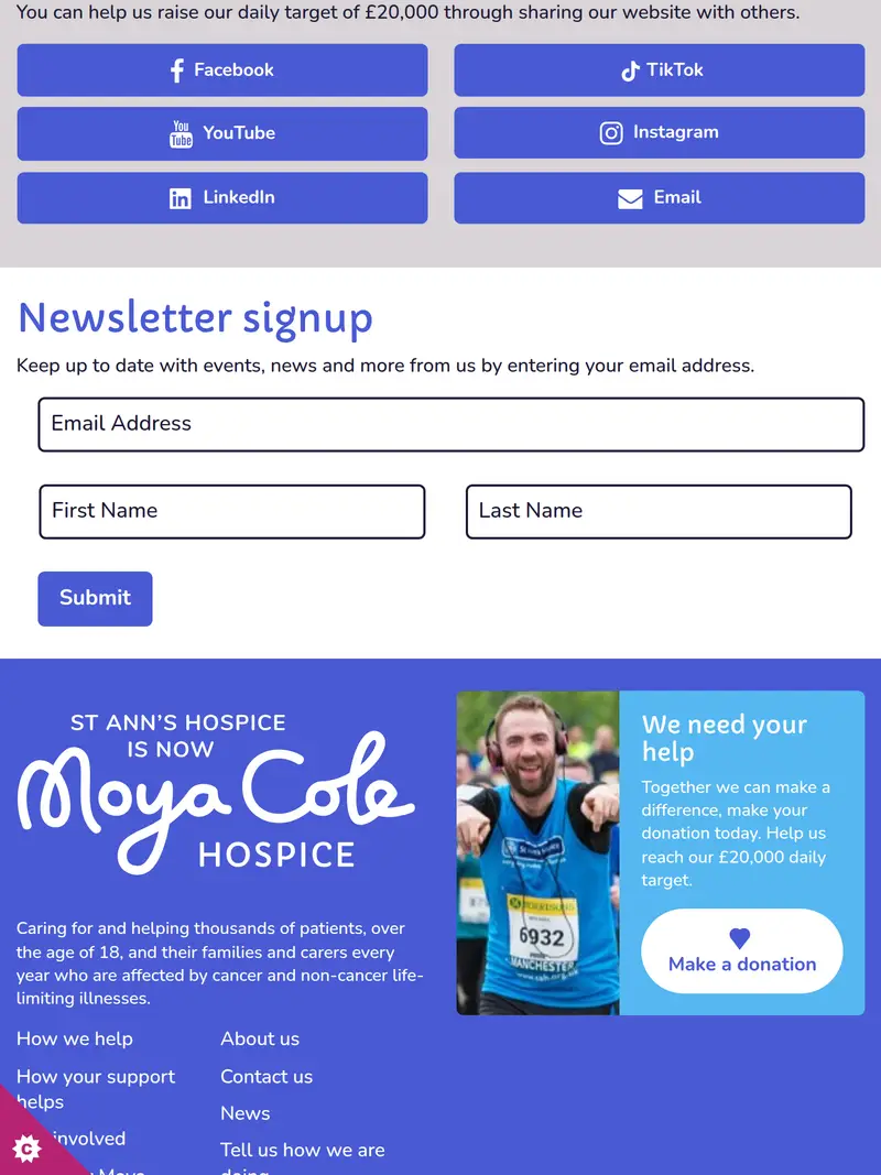 Moya Cole - homepage (tablet)