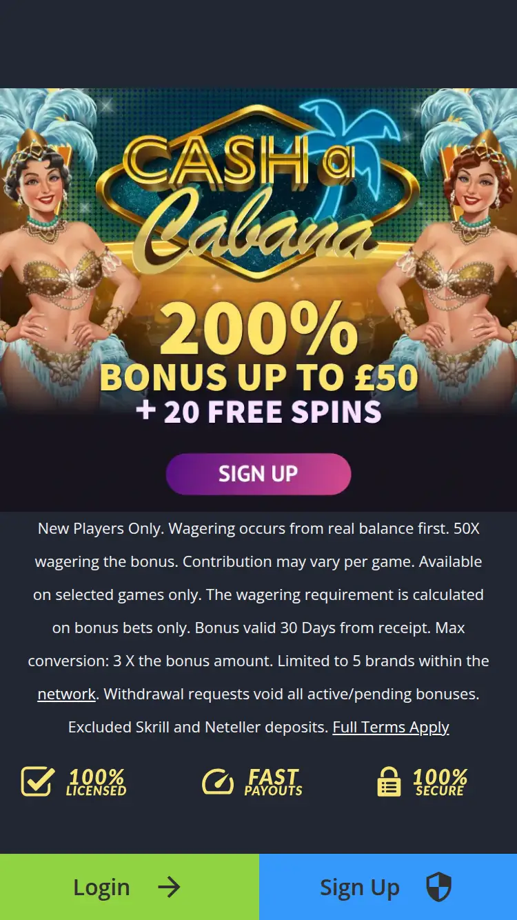 Mr Jack Vegas - homepage (mobile)