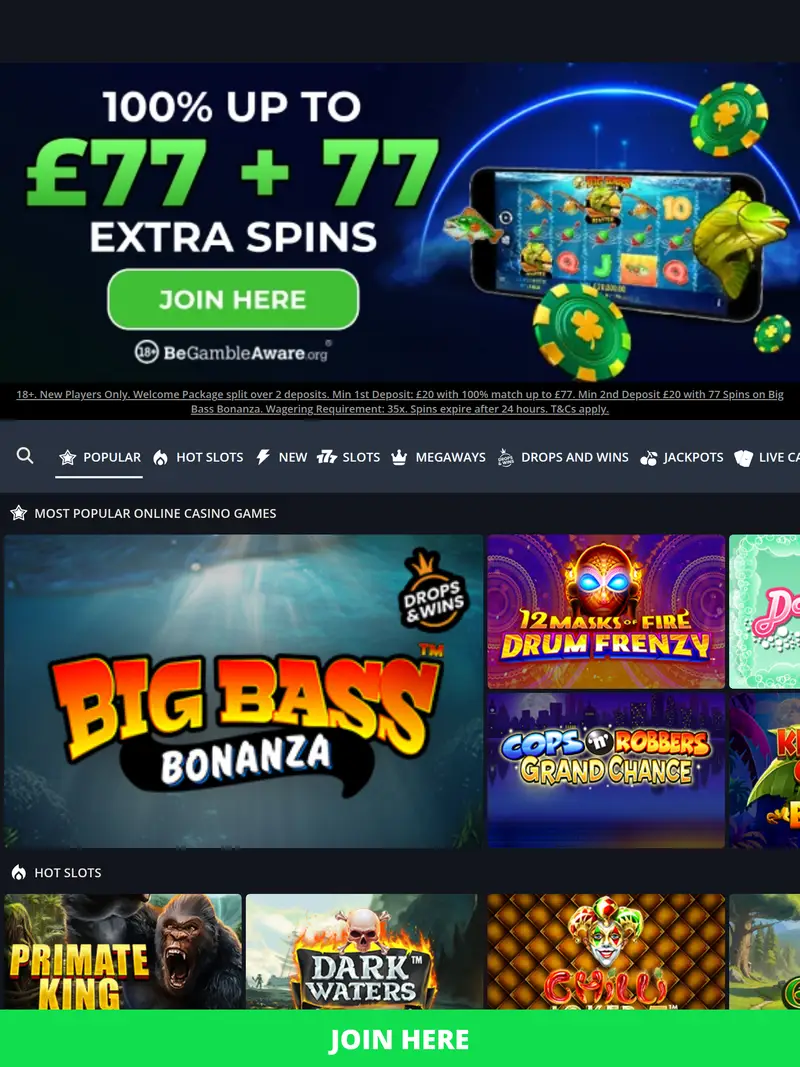 Mr Luck - homepage (tablet)