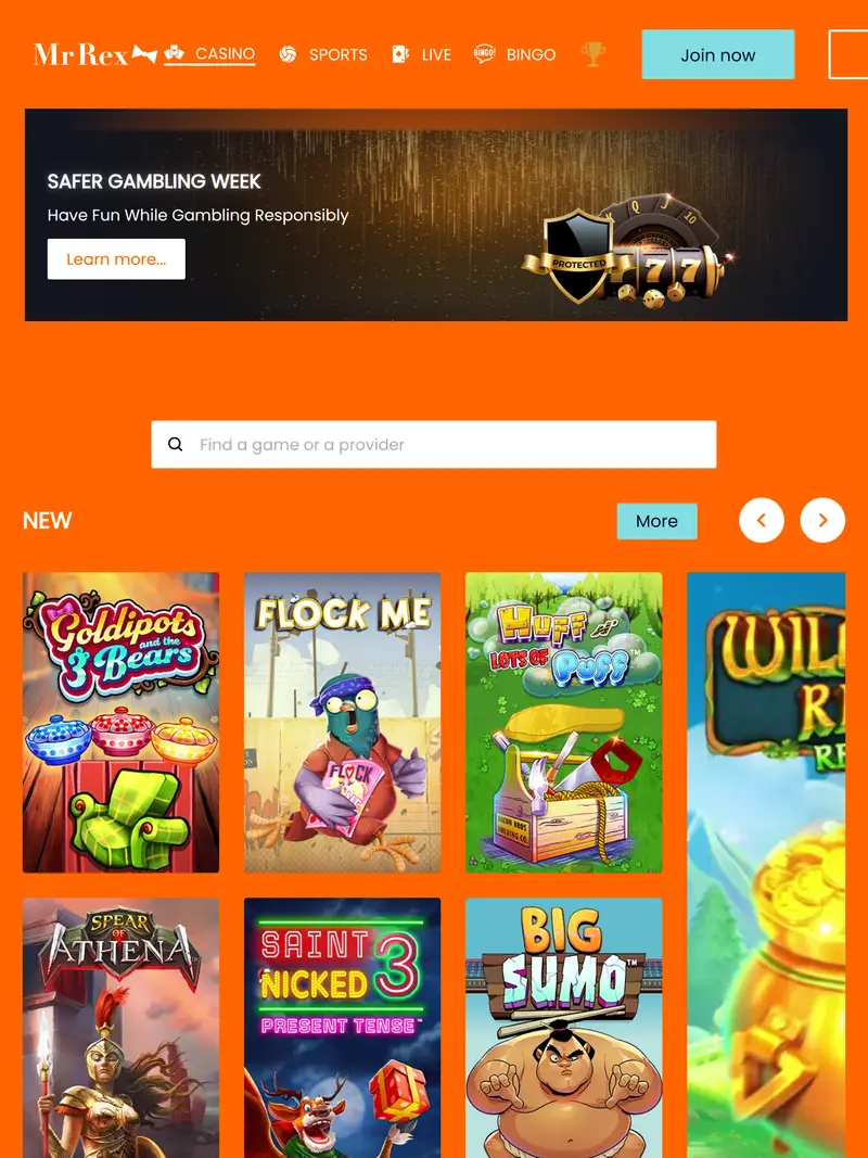 Mr Rex - homepage (tablet)