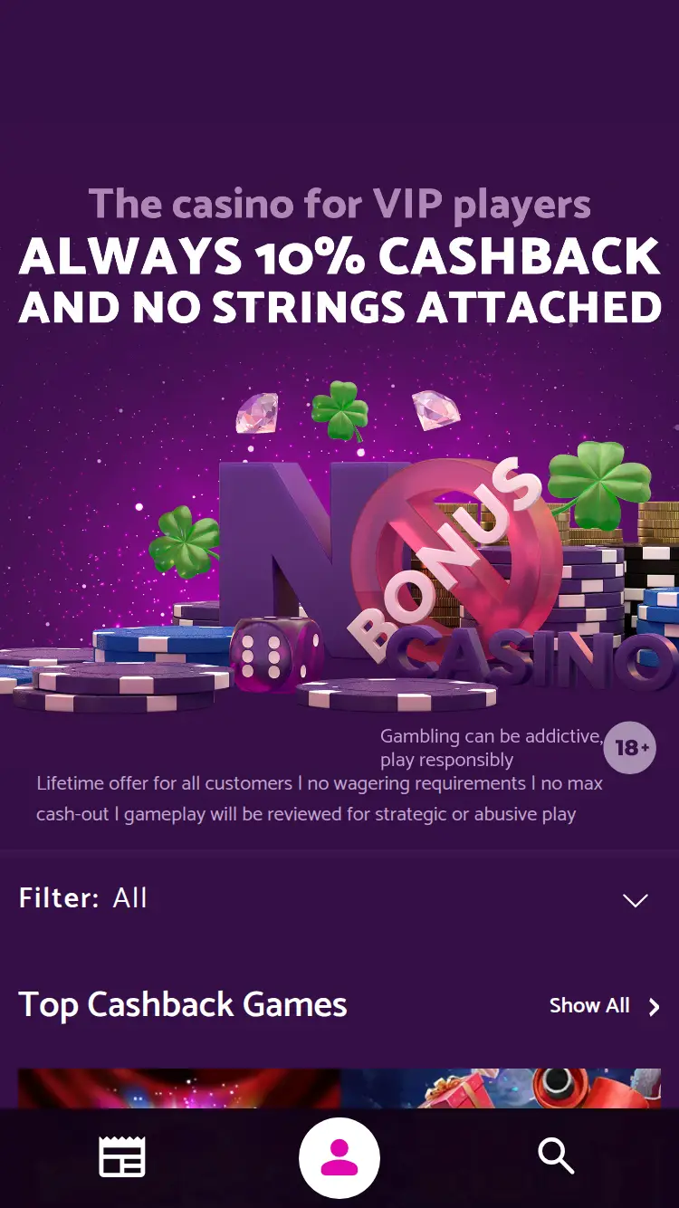 No Bonus Casino - homepage (mobile)