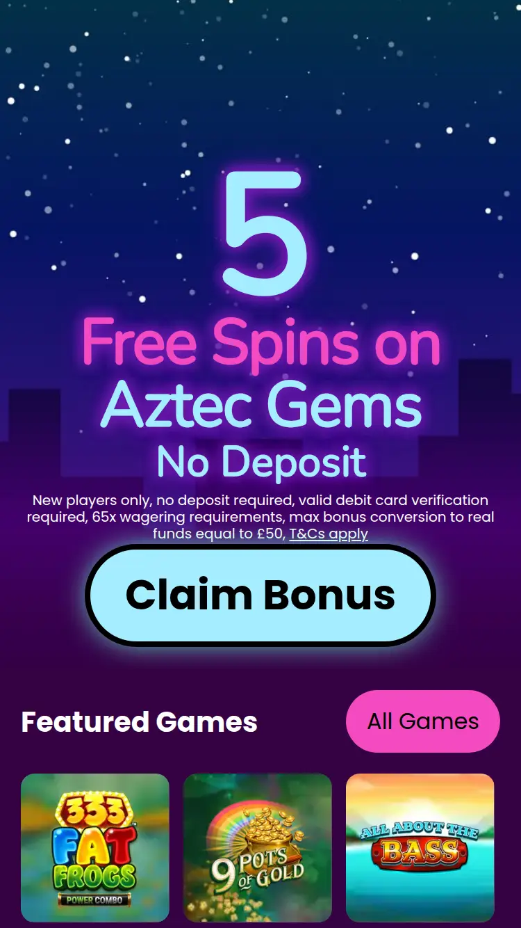 No Deposit Slots - homepage (mobile)