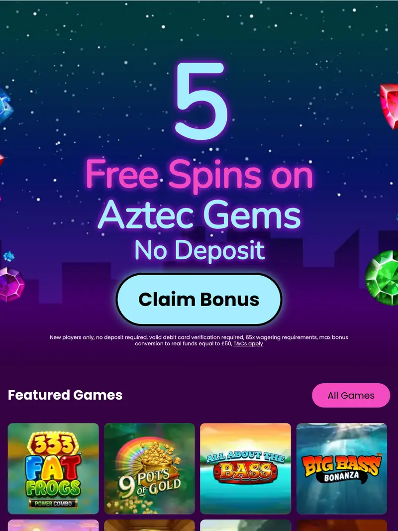 No Deposit Slots - homepage (tablet)