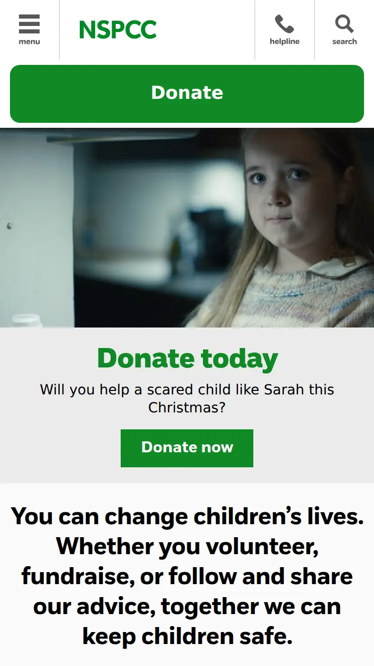 NSPCC - homepage (mobile)