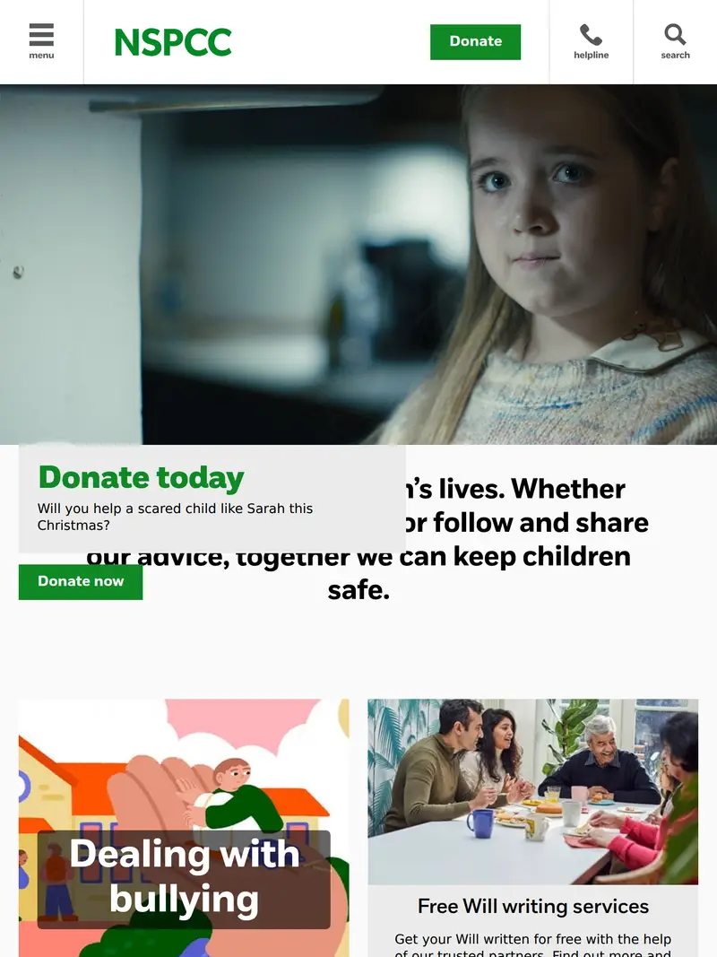 NSPCC - homepage (tablet)