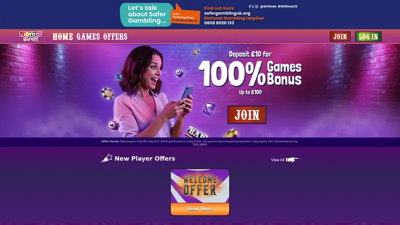 Nutty Bingo - homepage (desktop)