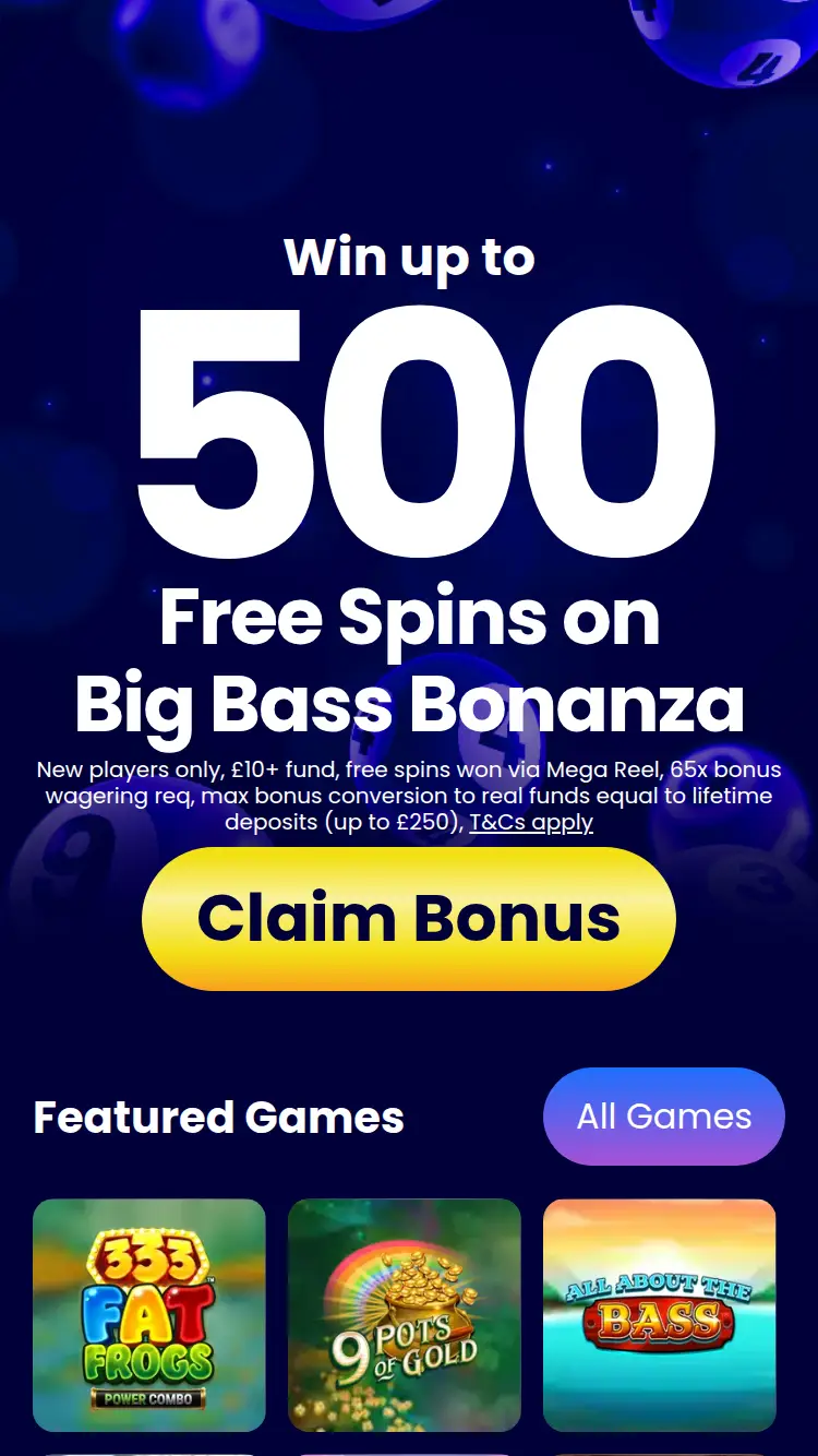 Online Bingo - homepage (mobile)