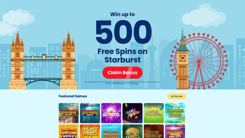 Online Casino London - homepage (desktop)