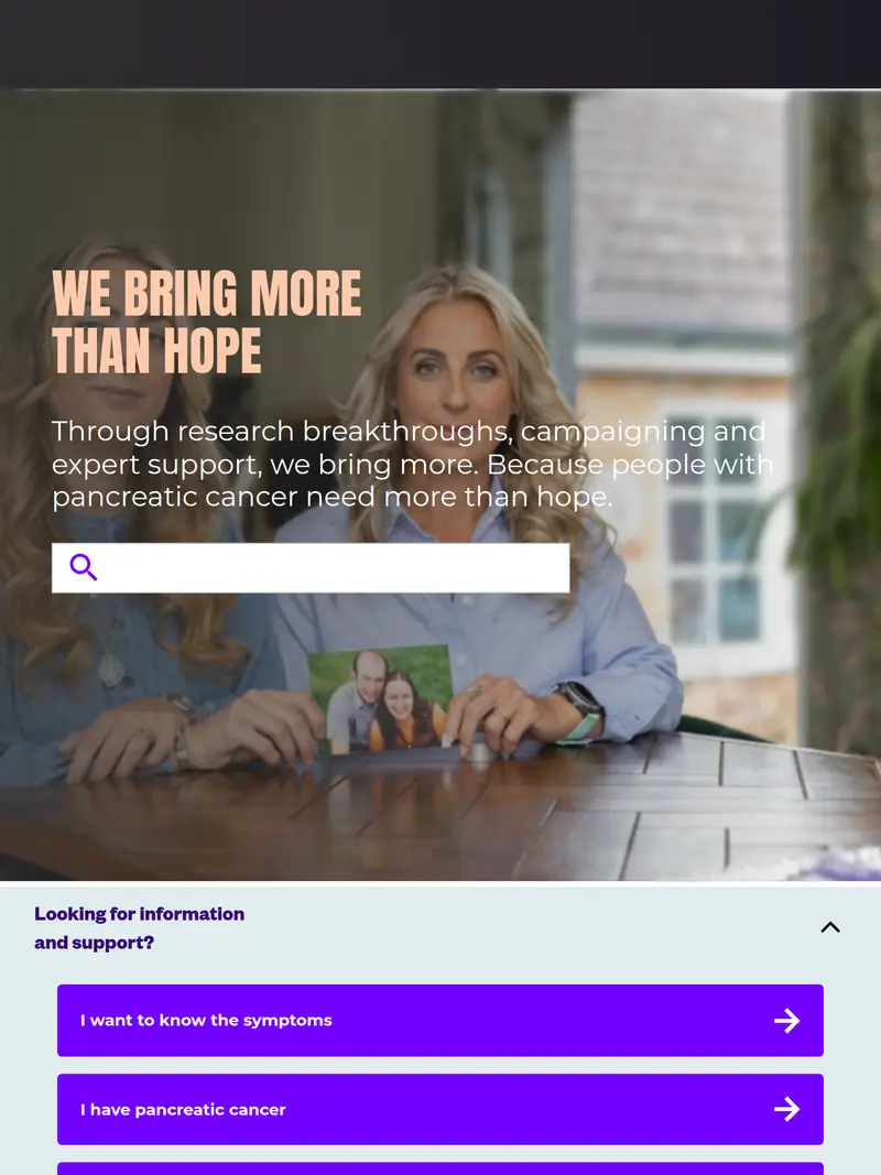Pancreatic Cancer - homepage (tablet)