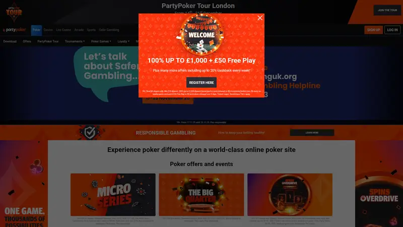Party Poker - homepage (desktop)