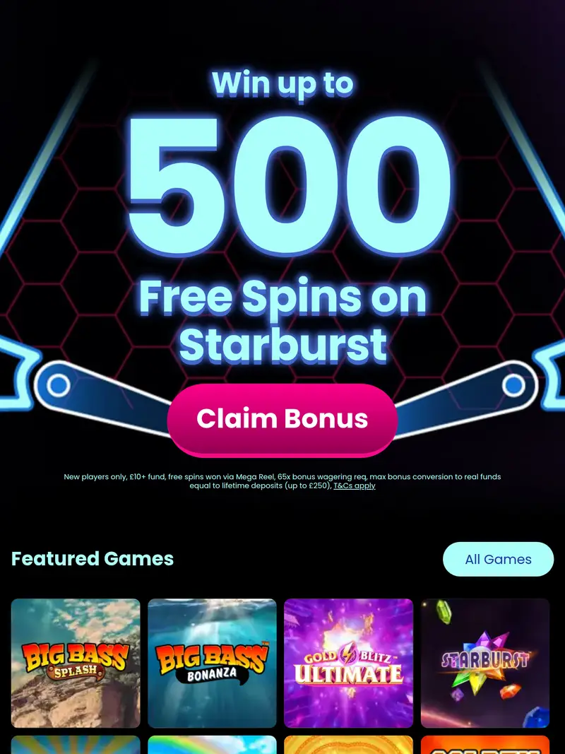 Pinball Slots - homepage (tablet)