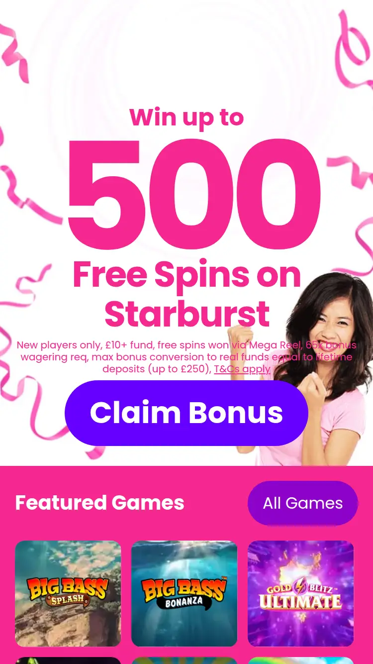 Pink Ribbon Slots - homepage (mobile)