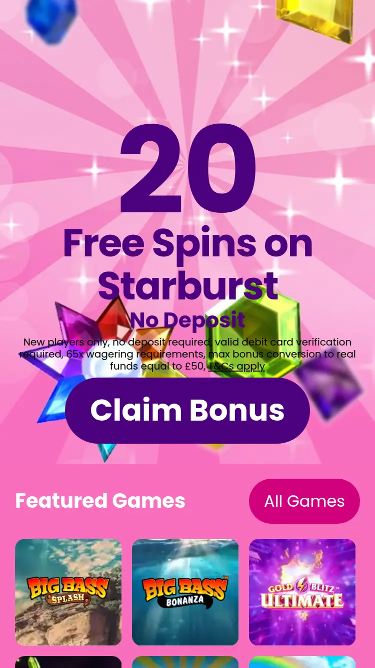 Pink Riches - homepage (mobile)