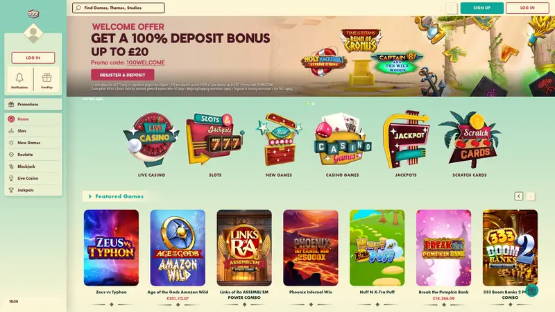 Play 777 - homepage (desktop)