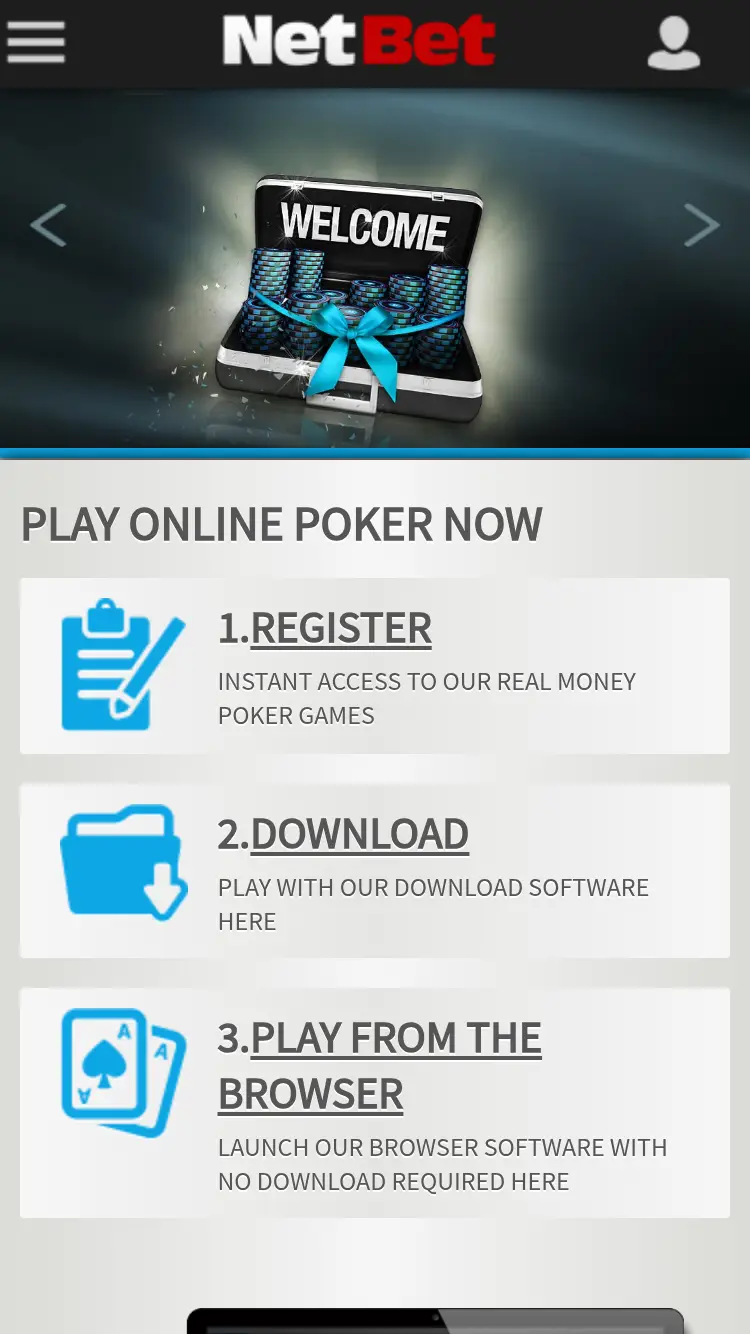 NetBet Poker - homepage (mobile)
