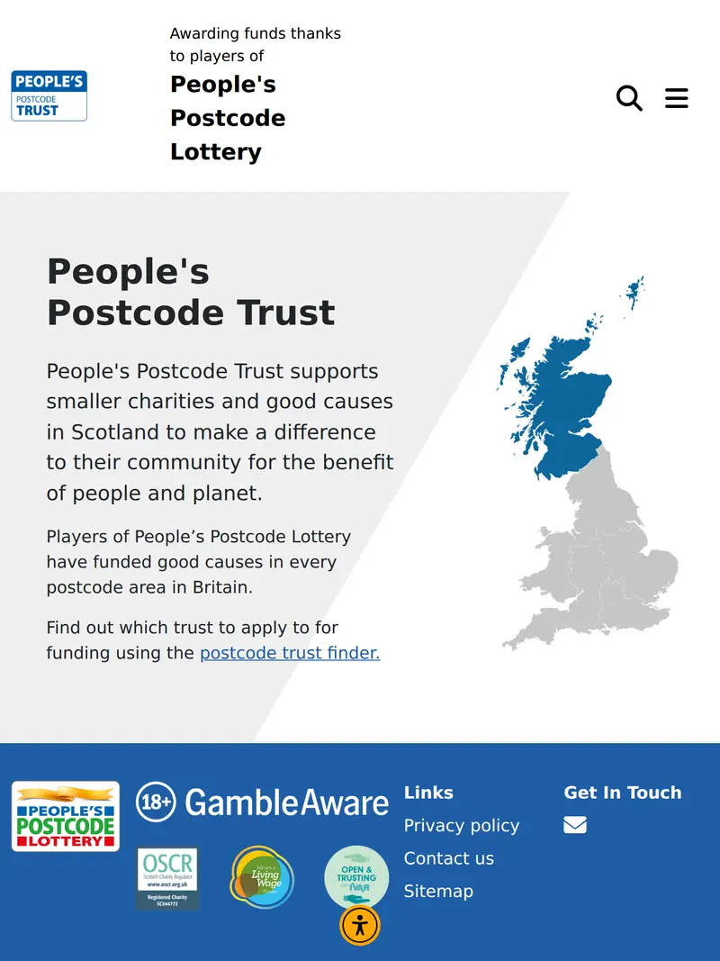 Postcode Trust - homepage (tablet)