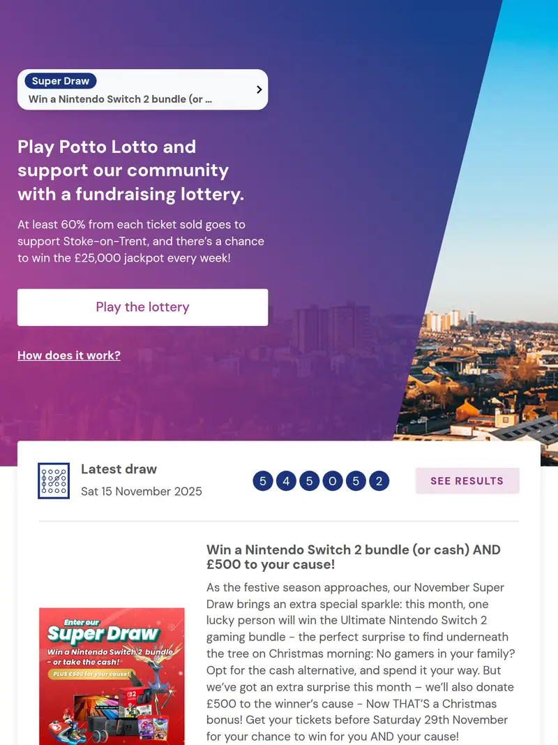 Potto Lotto - homepage (tablet)