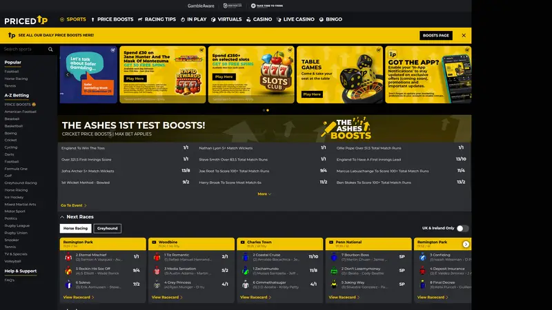 Priced Up - homepage (desktop)