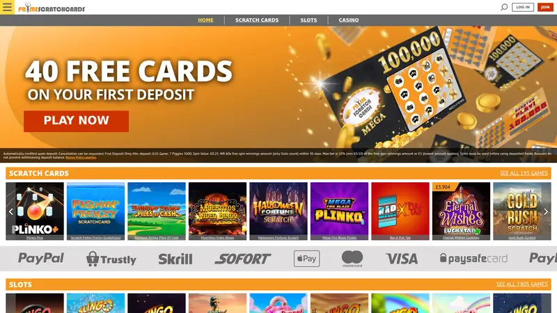 Prime Scratchcards - homepage (desktop)