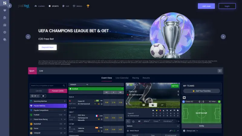 Push Bet - homepage (desktop)