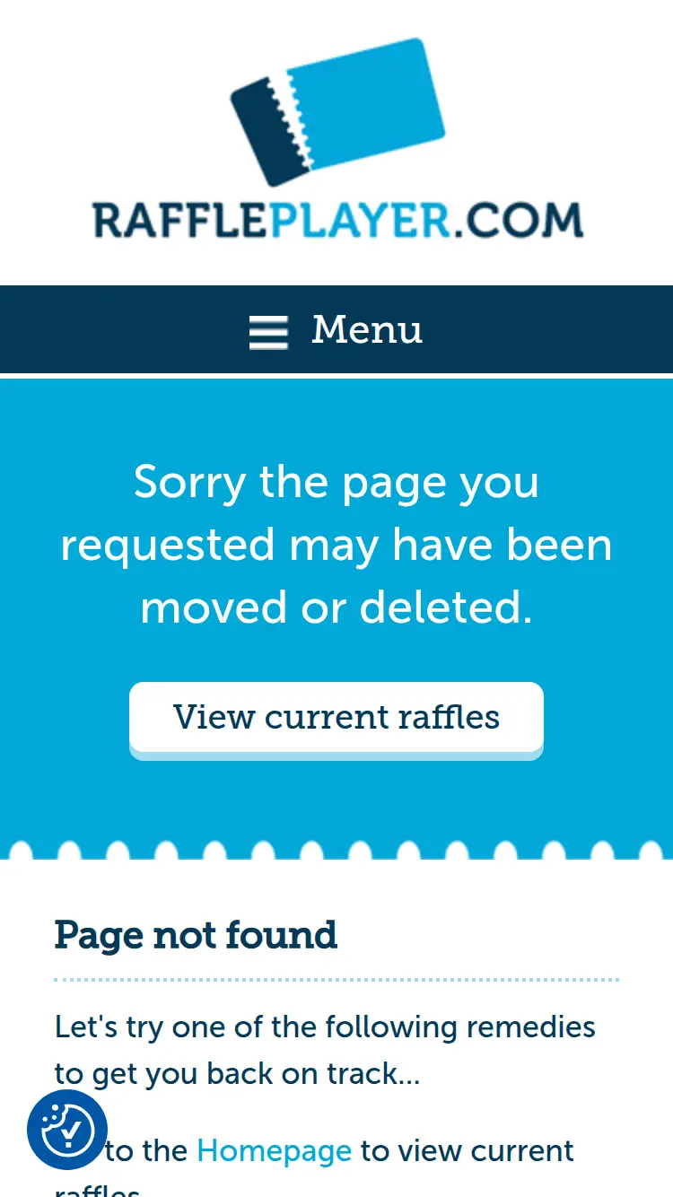 Raffle Player - homepage (mobile)