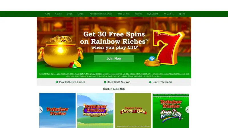 Rainbowriches Casino - homepage (desktop)