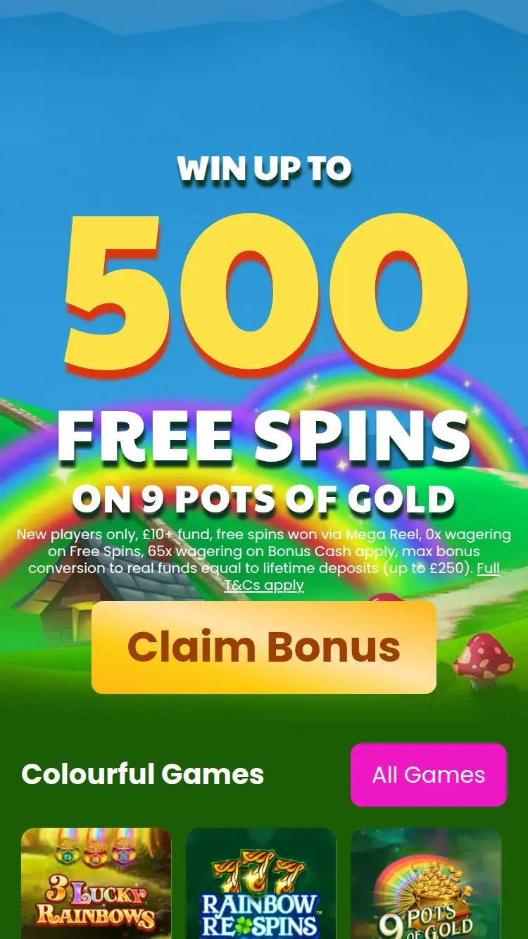 Rainbow Spins - homepage (mobile)