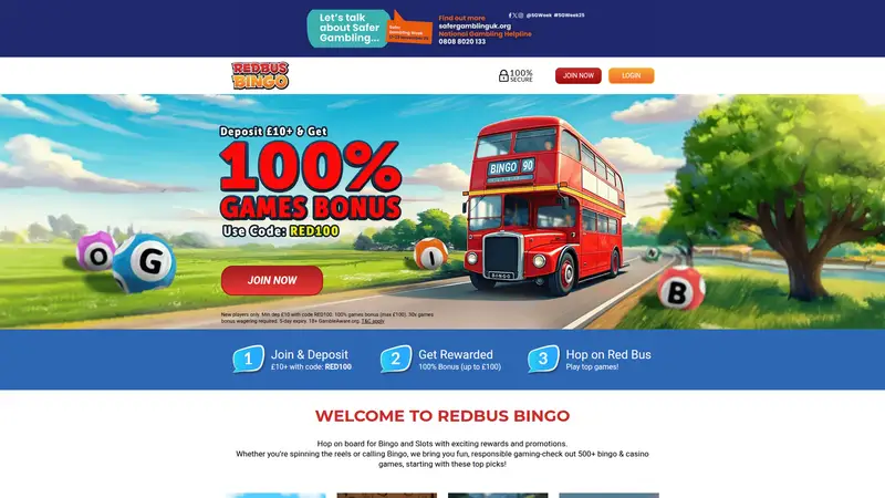 Red Bus Bingo - homepage (desktop)