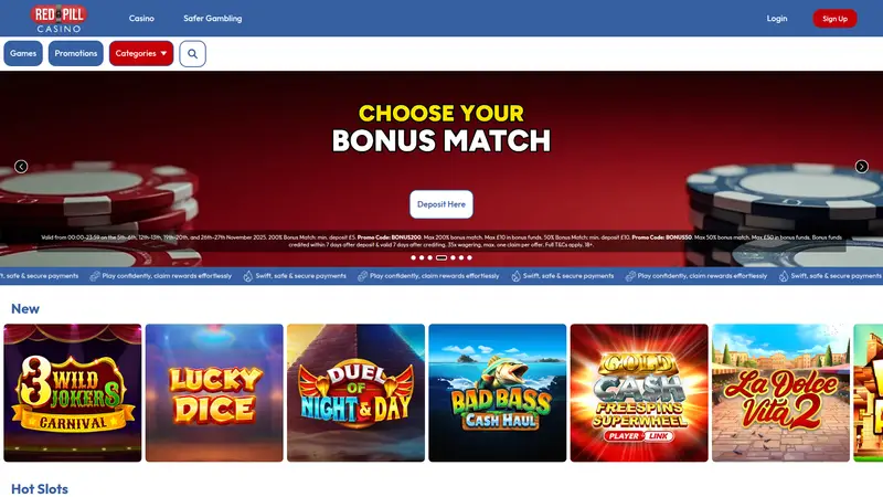 Red Pill Casino - homepage (desktop)