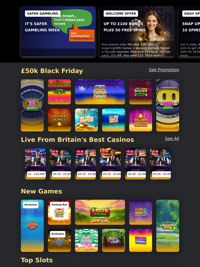 Rialto Casino - homepage (tablet)