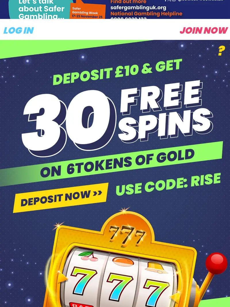 Rise Casino - homepage (tablet)