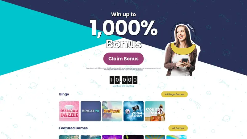 Rocket Bingo - homepage (desktop)