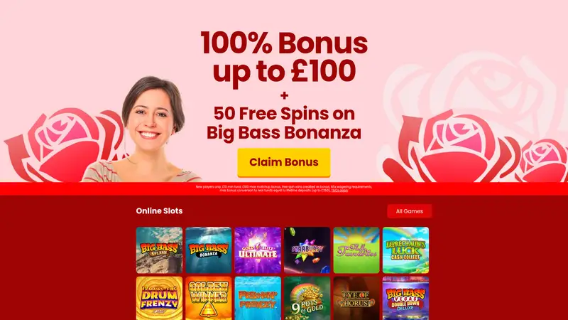 Rose Slots - homepage (desktop)