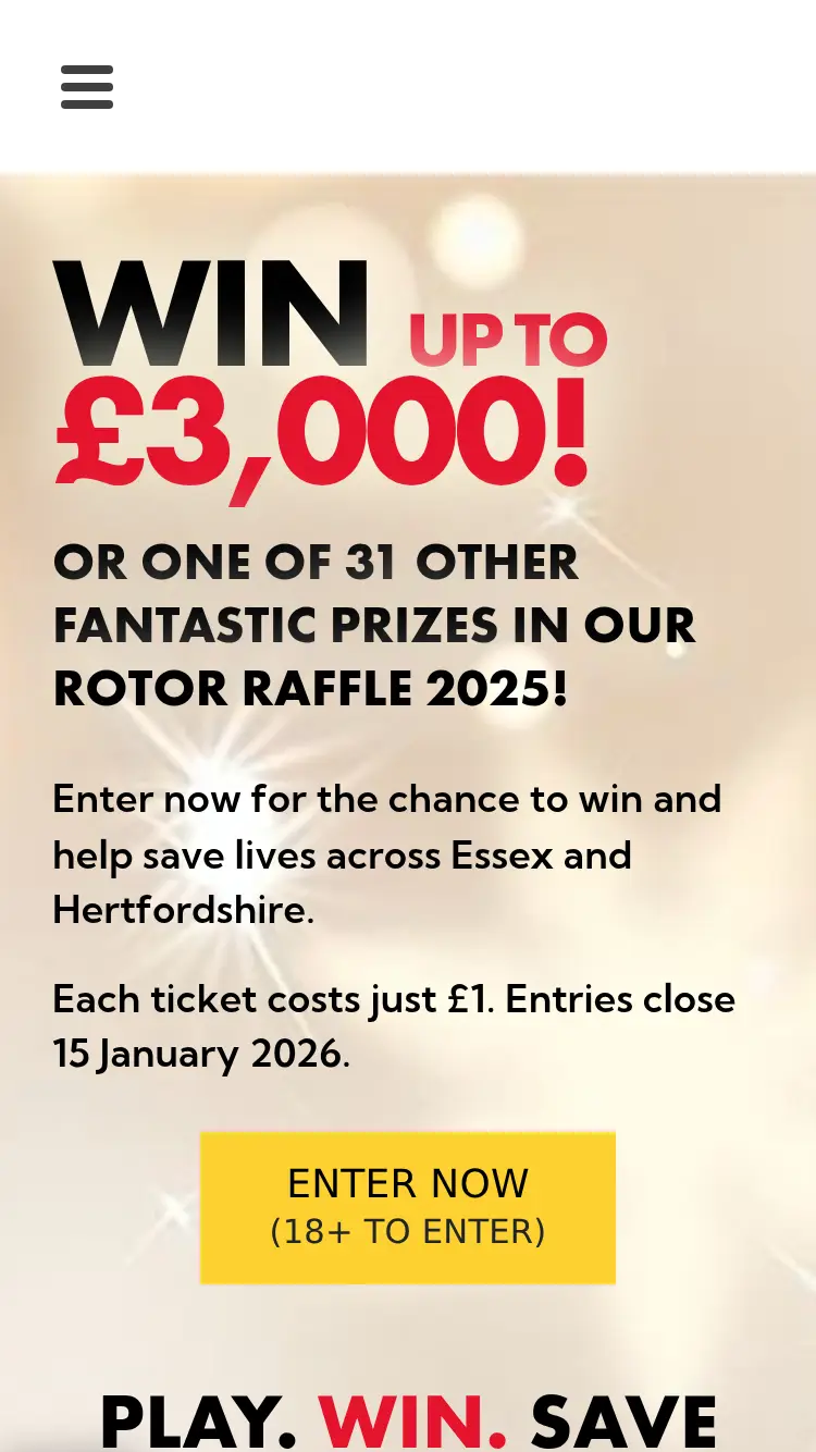Rotor Raffle - homepage (mobile)