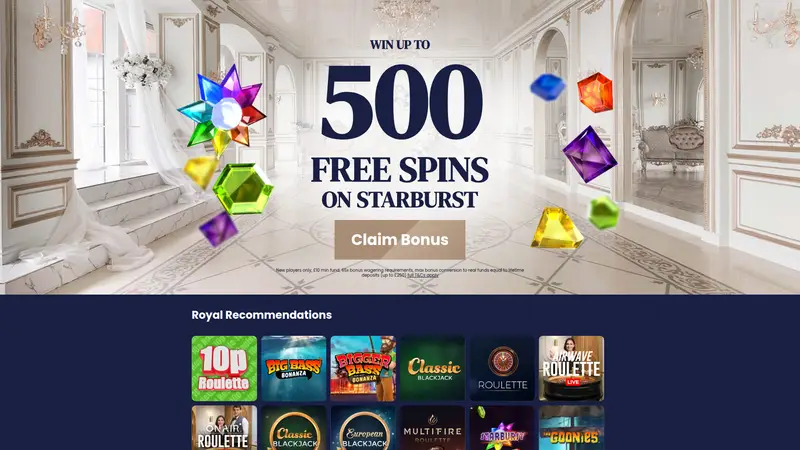 Royal Spins - homepage (desktop)