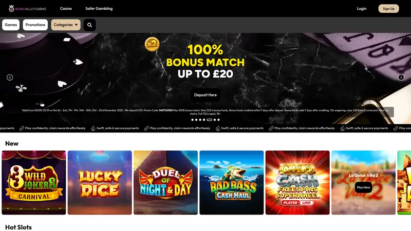 Royal Valley Casino - homepage (desktop)
