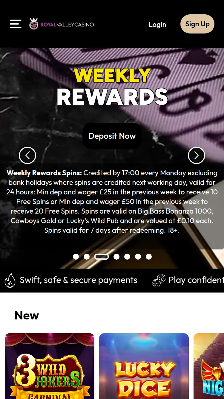 Royal Valley Casino - homepage (mobile)