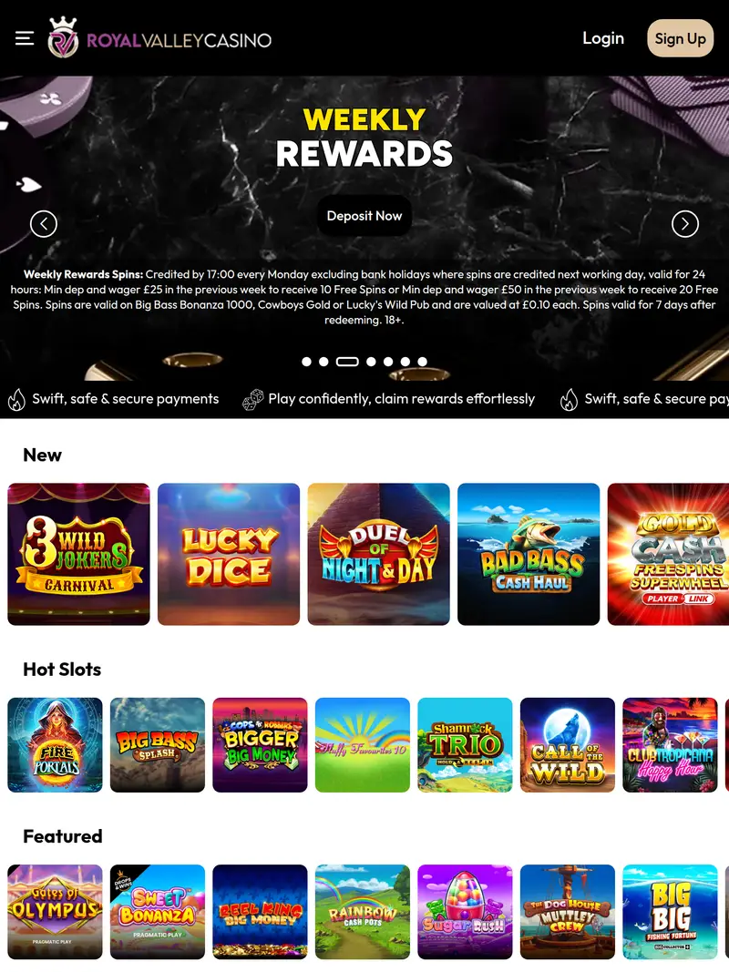 Royal Valley Casino - homepage (tablet)